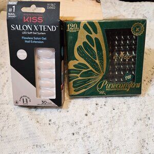 NIB KISS SALON X-TEND 30 CT GEL NAILS & KEYYOU PURE COMFORT 120 PC EYELASHES